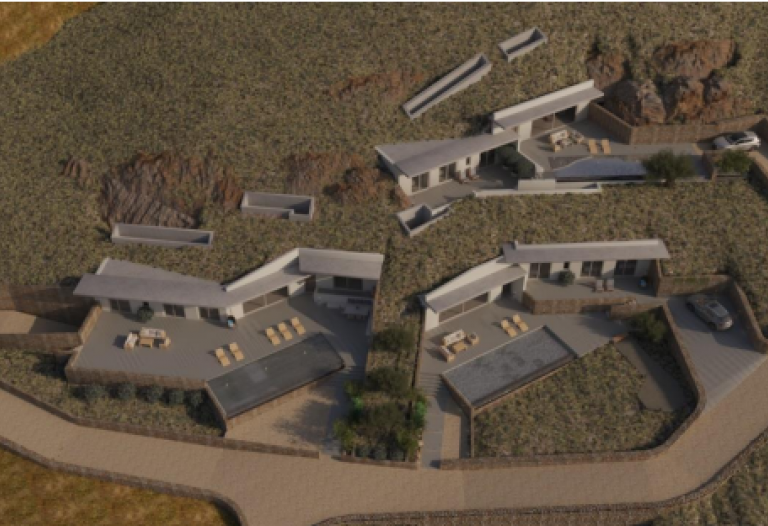  Three cave-style luxury villas with pools in Kea - Land approved plans