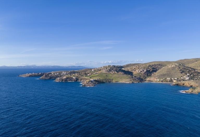 Prime Sunset Sea View Plot with Building Permit in Koundouros, Kea